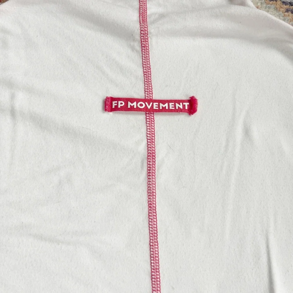 FP Movement Free People White Red Contrast Stitch Mock Neck Long Sleeve Top XL - Picture 6 of 9